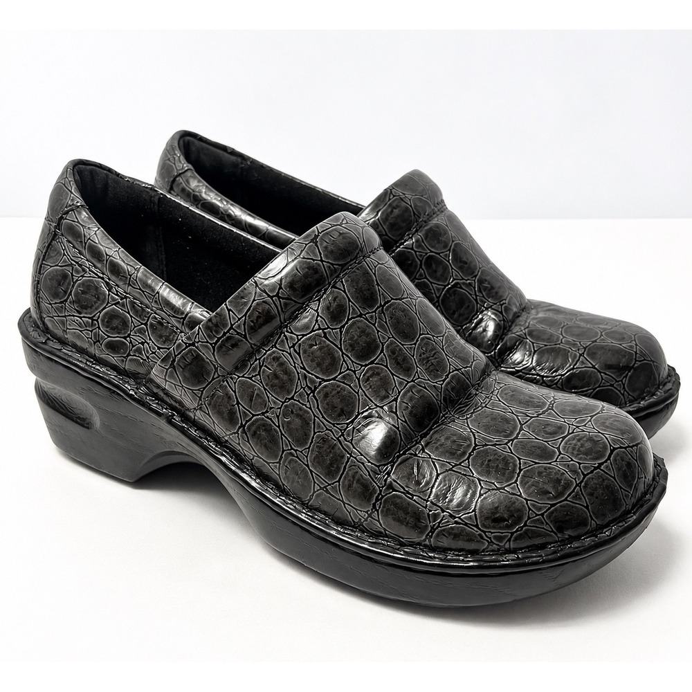 B.O.C. Born Clogs Womens 6.5 Croc Embossed Slip On Platform Shoes Nurse Teacher